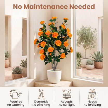 GOFLAME 39.5" Artificial Camellia Trees with Planter for Outdoor(1/2)