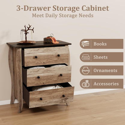 Goflame Storage Cabinet with Foldable & Detachable Fabric Drawers, Anti-Tipping Kit, 26.5” x 15” x 30” Farmhouse Floor Cabinet