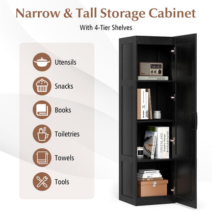 Goflame Narrow Farmhouse Freestanding Bathroom Cabinet with 4 Shelves