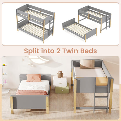 Goflame Twin Over Twin Bunk Bed with Ladder for Kids Teens Bedroom