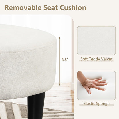 Goflame Modern Accent Chair with Ottoman, Upholstered Teddy Velvet Barrel Club Chair w/Footrest