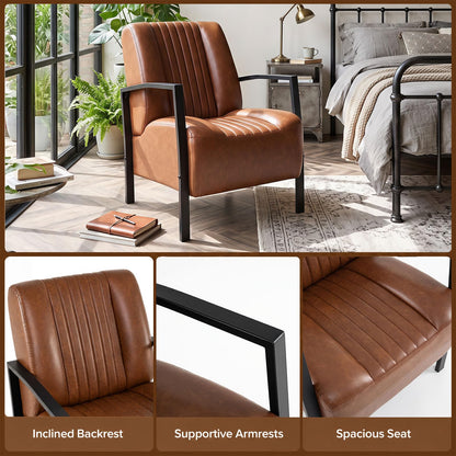 Goflame PU Leather Upholstered Armchair with Padded Seat & Back (1/2)