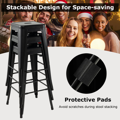 Goflame Metal Backless Bar Stools Set of 4, 30" Bar Height Modern Industrial Barstools w/Cut-out Handle