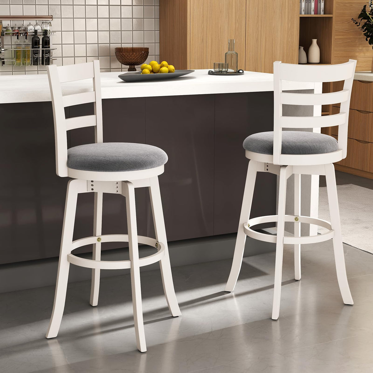 Goflame 30.5" Bar Height Stools Set of 2/4 with Fabric Upholstered Seat