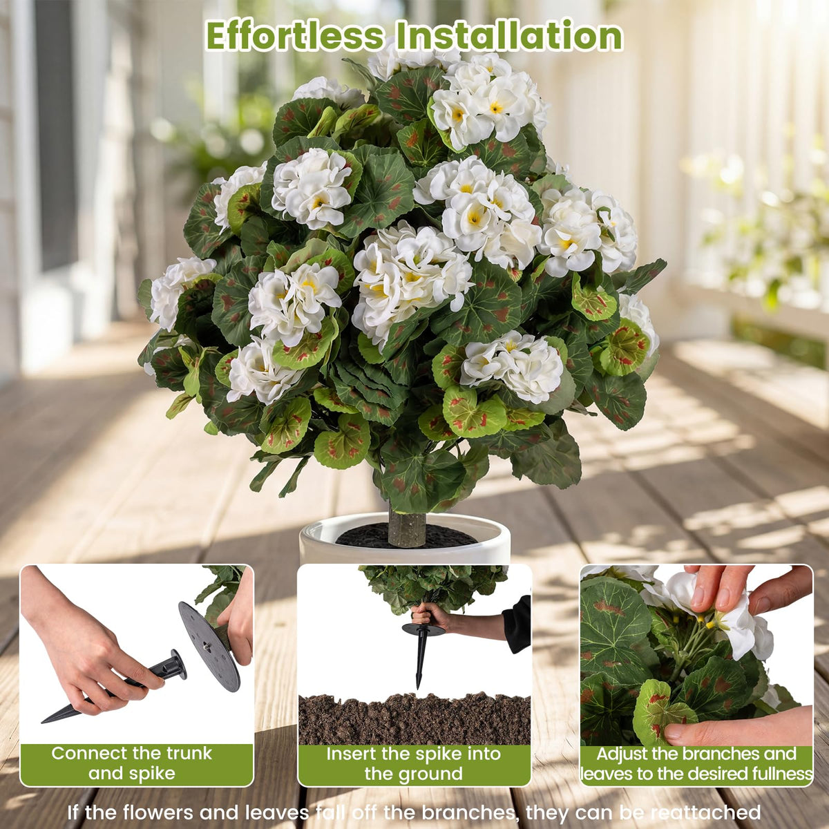 GOFLAME 2 Pack Artificial Begonia Topiary Ball Trees