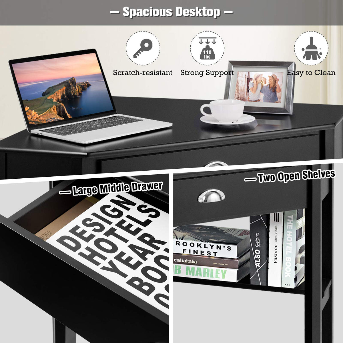 GOFLAME Computer Corner Desk for Small Space Home Office