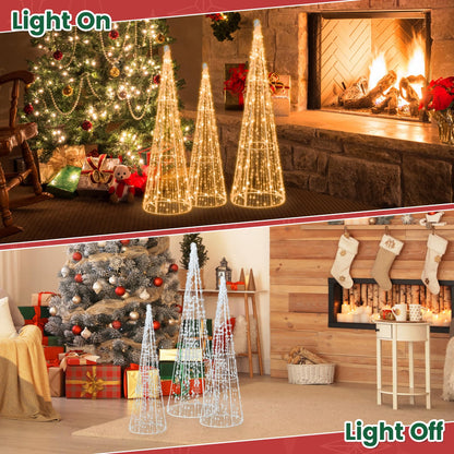 GOFLAME Set of 3 Lighted Christmas Cone Trees