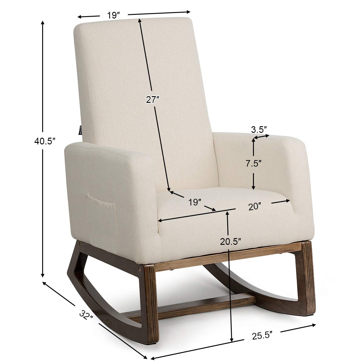 Goflame Rocking Chair Upholstered Living Room Chair