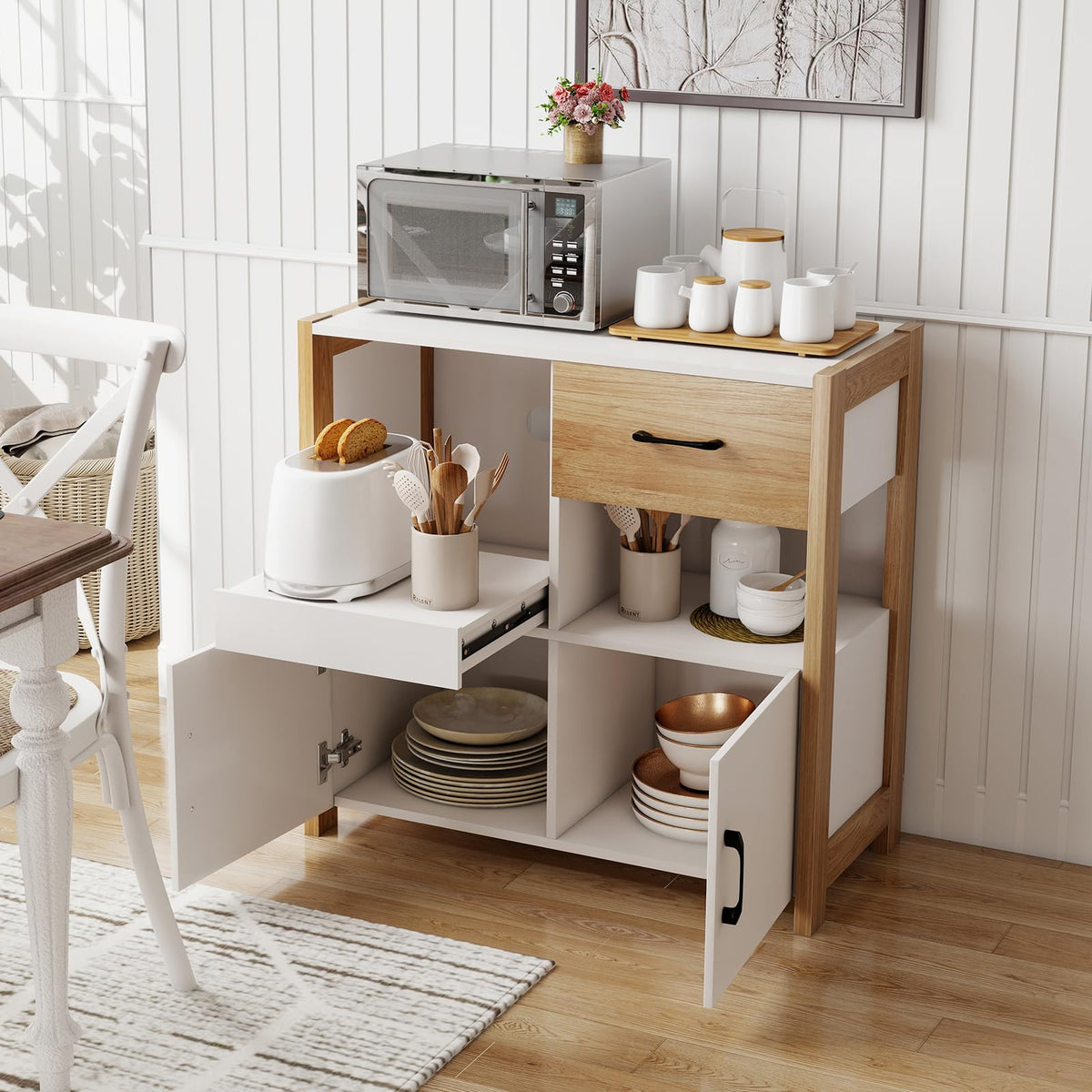 Goflame Buffet Sideboard with Pull-Out Shelf