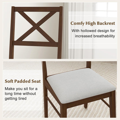 Goflame Wooden Dining Chairs Set of 2/4, Upholstered Kitchen Chairs w/Cross Back & Padded Seat