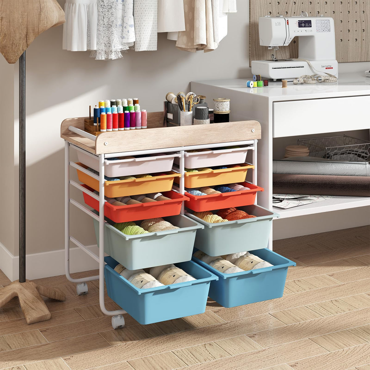 Goflame Rolling Storage Cart with 10 Drawers, Utility Cart
