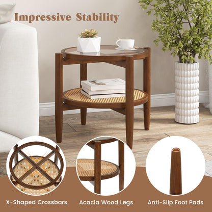 Rattan Round End Table - Goflame