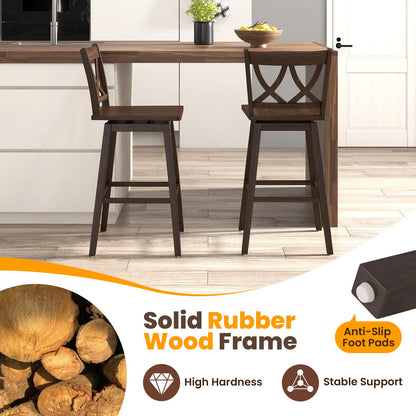 Goflame 29" Bar Stools Set of 2/4, Swivel Wooden Bar Chairs with Rubber Wood Frame, for Kitchen Island, Restaurant & Pub, Dark Grey