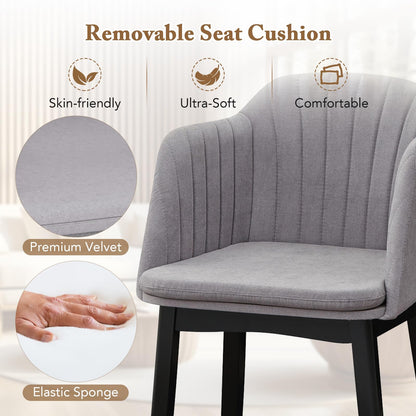 Goflame Modern Dining Chairs, Upholstered Velvet Accent Chairs w/Curved Backrests & Rubber Wood Legs