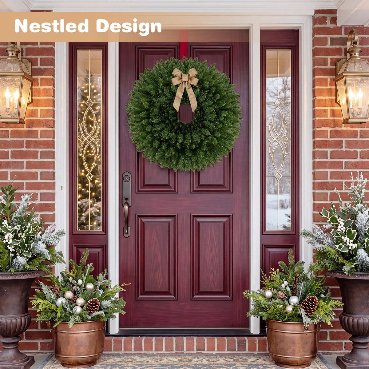GOFLAME Nesting Christmas Wreaths Set of 6