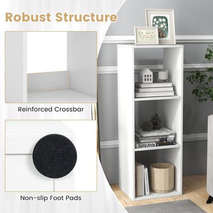 Goflame 3-Cube Bookcase, White Cubby Bookshelf w/Back Guardrail & Anti-Tipping Kits