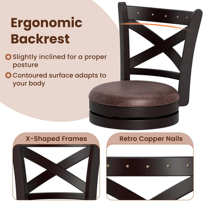 Goflame 30" Swivel Bar Stools with Footrest & Rubber Wood Frame