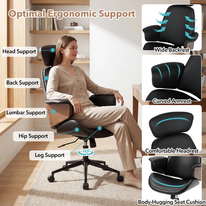 Goflame Ergonomic High Back Faux Leather Executive Chair with Headrest