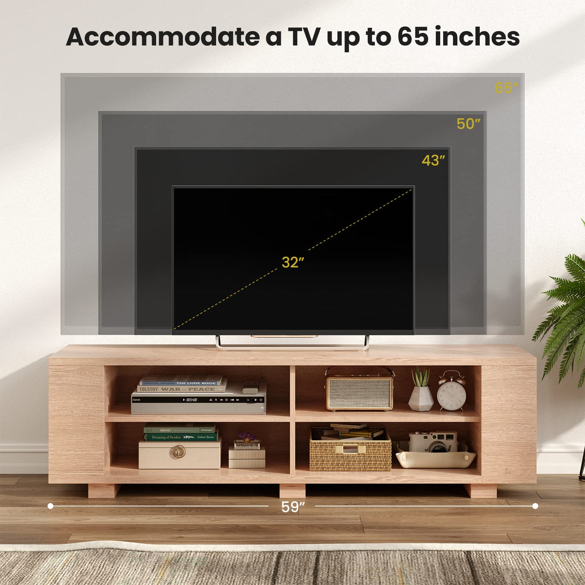 Goflame TV Stand Entertainment Center - Farmhouse Television Table up to 65 Inches TVs, 7 Colors