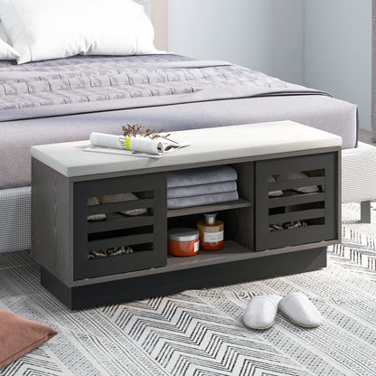 Goflame Entryway Shoe Storage Bench - Shoe Rack w/Seat Cushion & 6 Storage Compartments