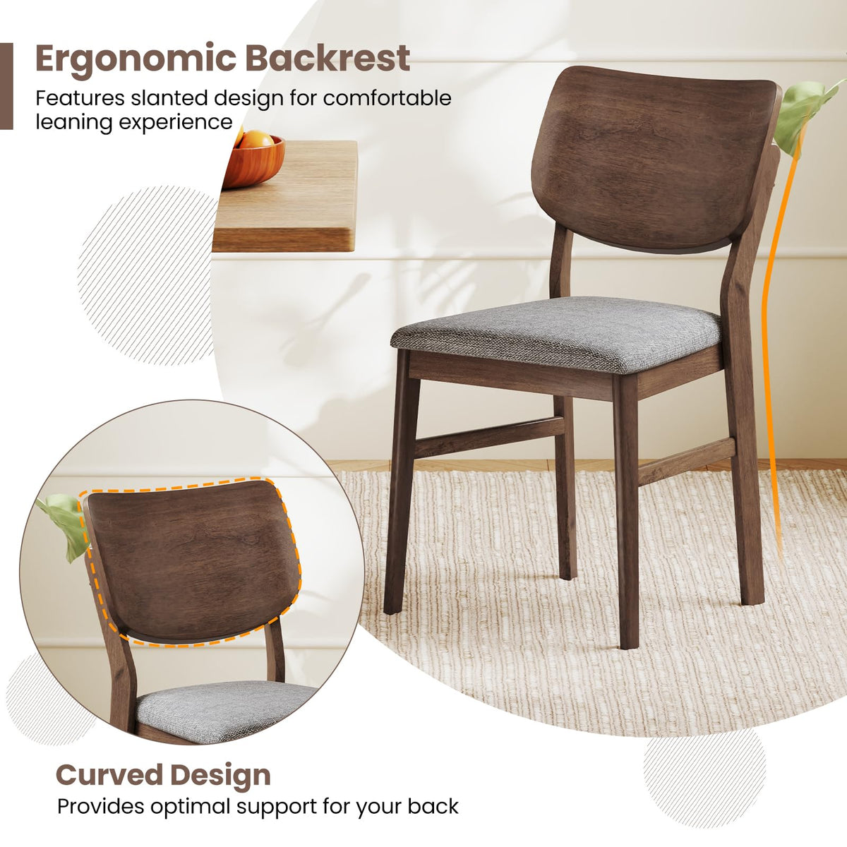 Goflame Wooden Dining Chairs Set