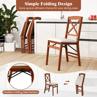 Goflame Folding Dining Chairs Set of 2/4, Modern Kitchen Chairs w/Padded Seat & Cross Backrest