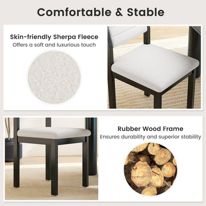 Goflame Sherpa Kitchen Chairs with Wood Frame & Padded Seat