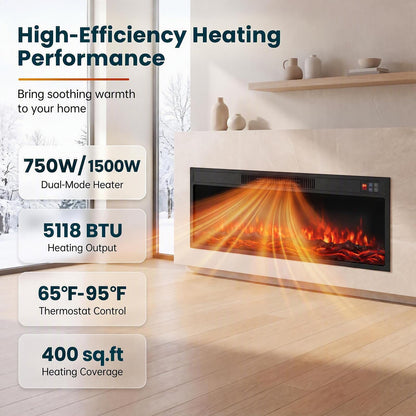 GOFLAME 36"/40" Recessed Electric Fireplace Insert