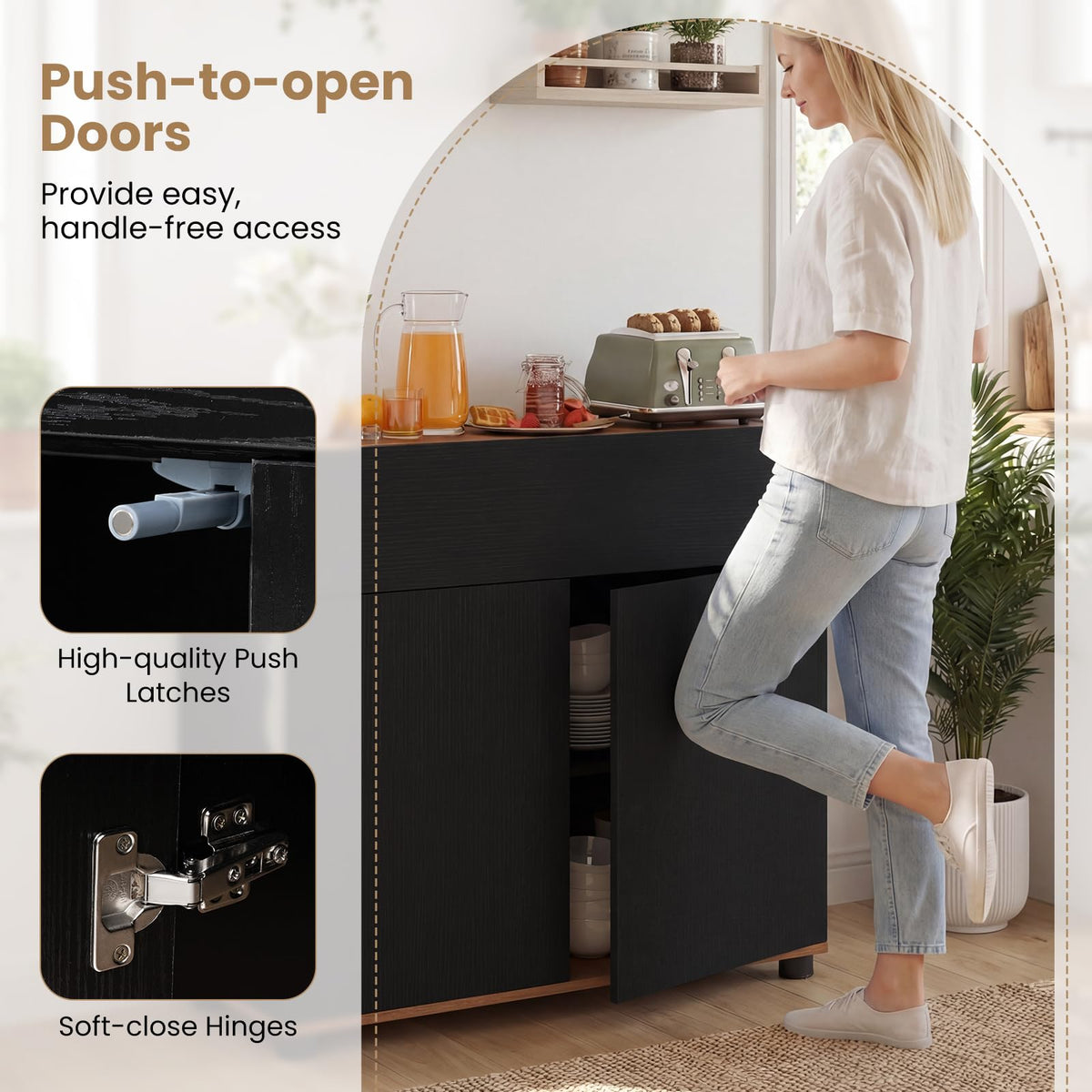 Goflame Sideboard Buffet Cabinet with Storage