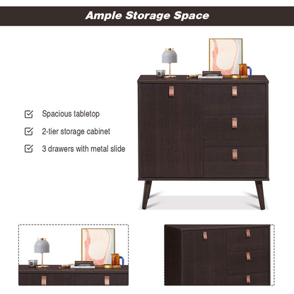 Goflame Sideboard Storage Cabinet with Doors and Adjustable Shelf (Dark Brown)