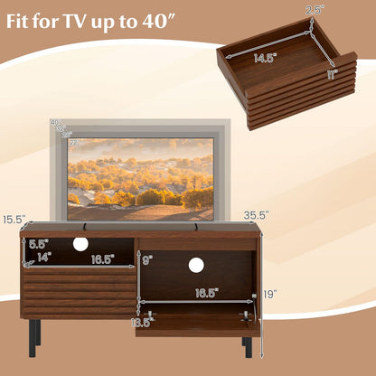 Goflame Mid Century Modern TV Stand with Fluted Entertainment Center