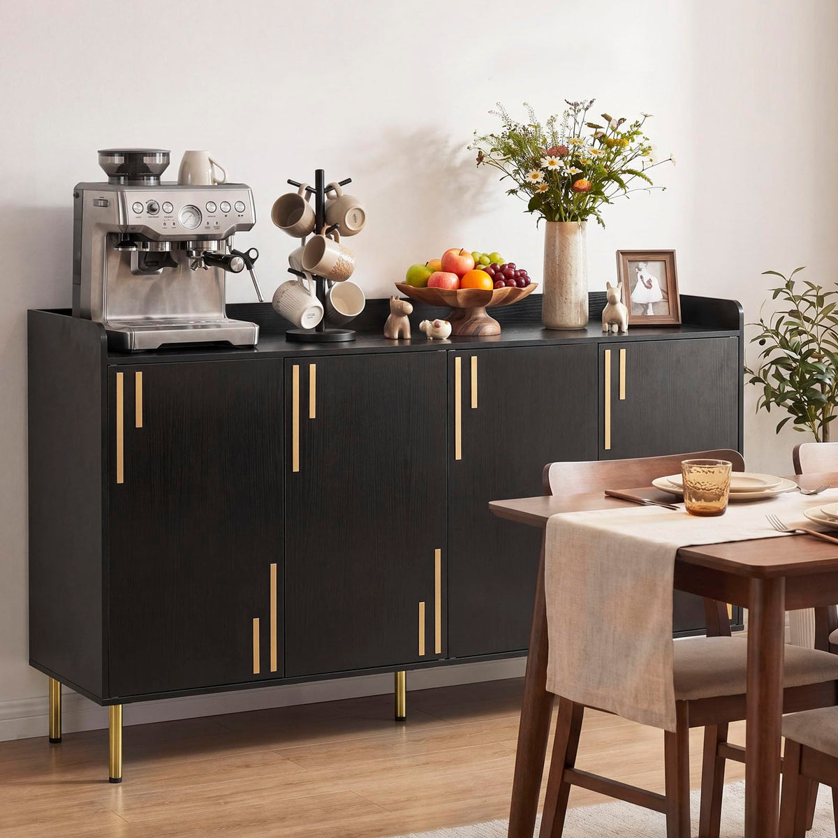 Goflame 55" Modern Buffet Cabinet with 4 Doors