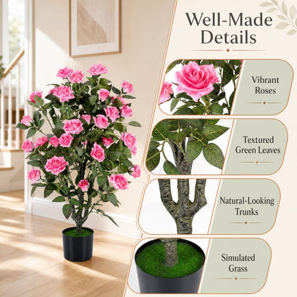 GOFLAME 35.5" Artificial Rose Tree with Pot for Outdoor(1/2)