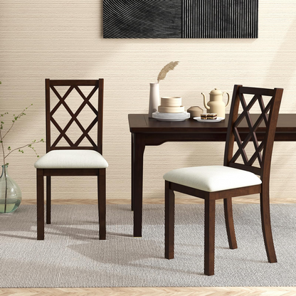 Goflame Wood Dining Chairs Set of 2, Farmhouse Kitchen Chair with Rubber Wood Legs, Max Load 400 Lbs
