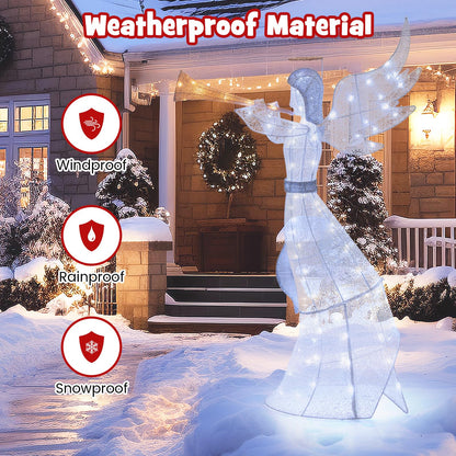 Goflame 5 FT Lighted Trumpeting Angel, Light-up Christmas Angel with LED Lights
