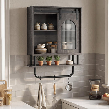 Goflame Bathroom Wall Cabinet with Sliding Barn Door