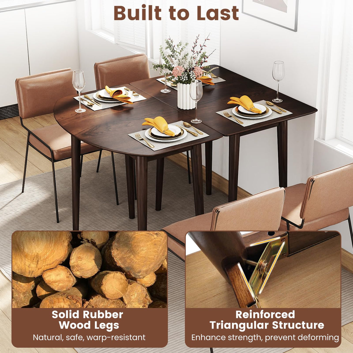 Goflame Dining Table for 2-4 34" Rectangular Dinner Table