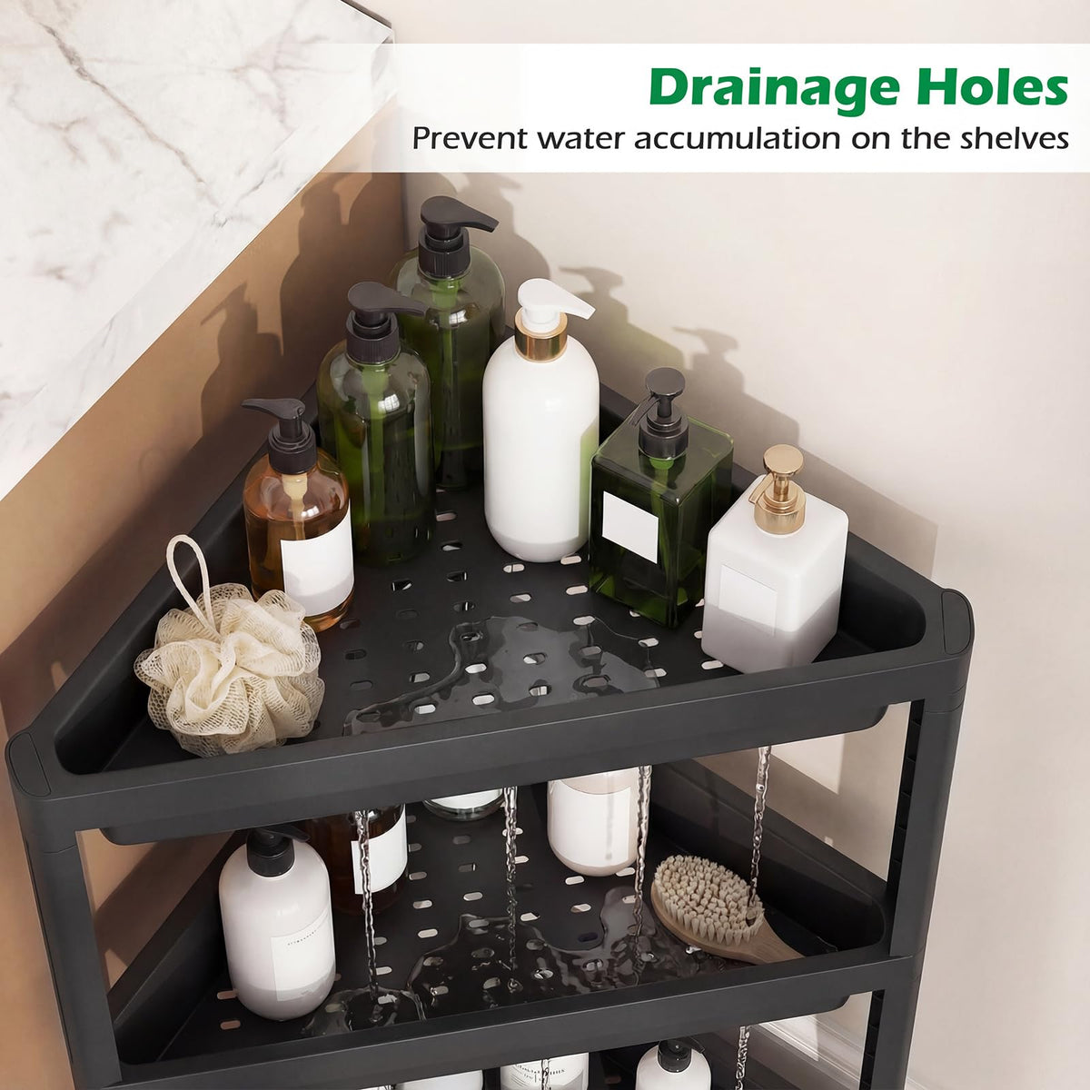 Goflame 3-Tier Corner Shower Caddy 2-Pack with Detachable Design