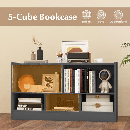 Goflame 5-Cube Bookcase, Freestanding 3-Tier Bookshelf with Spacious Top & Raised Base