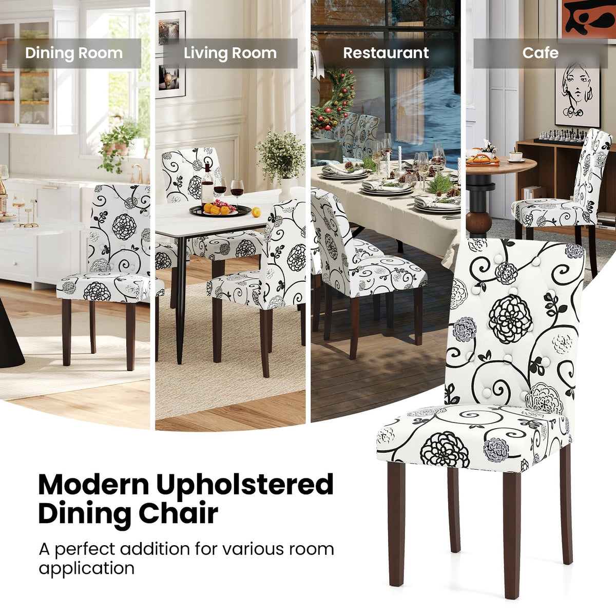 Goflame Tufted Dining Chairs Set of 2/4 Upholstered Kitchen Chairs w/Padded Seat & High Backrest