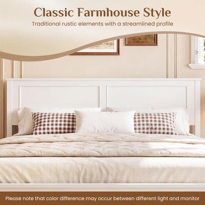 Goflame Wood Queen/Full/Twin Size Farmhouse Solid Platform Bed