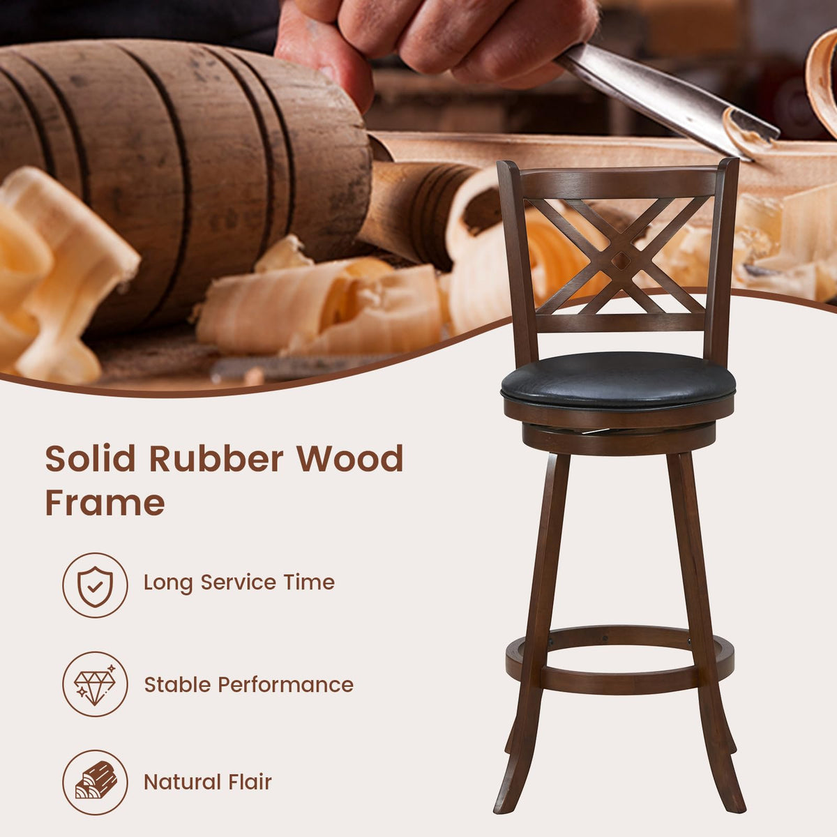360° Swivel Barstools Set of 2 - Goflame