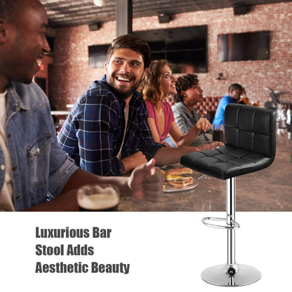 Goflame Bar Stool, Modern Swivel Adjustable Armless Barstools, Square Counter Height PU Leather Bar Stools