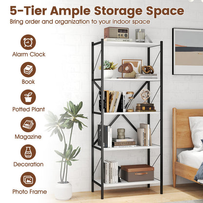 Goflame 5-Tier Tall Industrial Bookcase with Heavy-Duty Metal Frame (1/2)