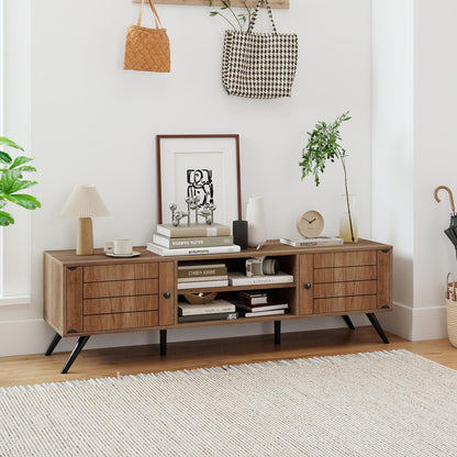 Goflame 2-Door TV Stand for TVs up to 65 Inch with Open Shelves