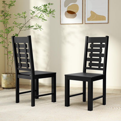 Goflame Wooden Dining Chairs Set 100% Solid Rubber Wood Kitchen Chair with High & Tilted Backrest