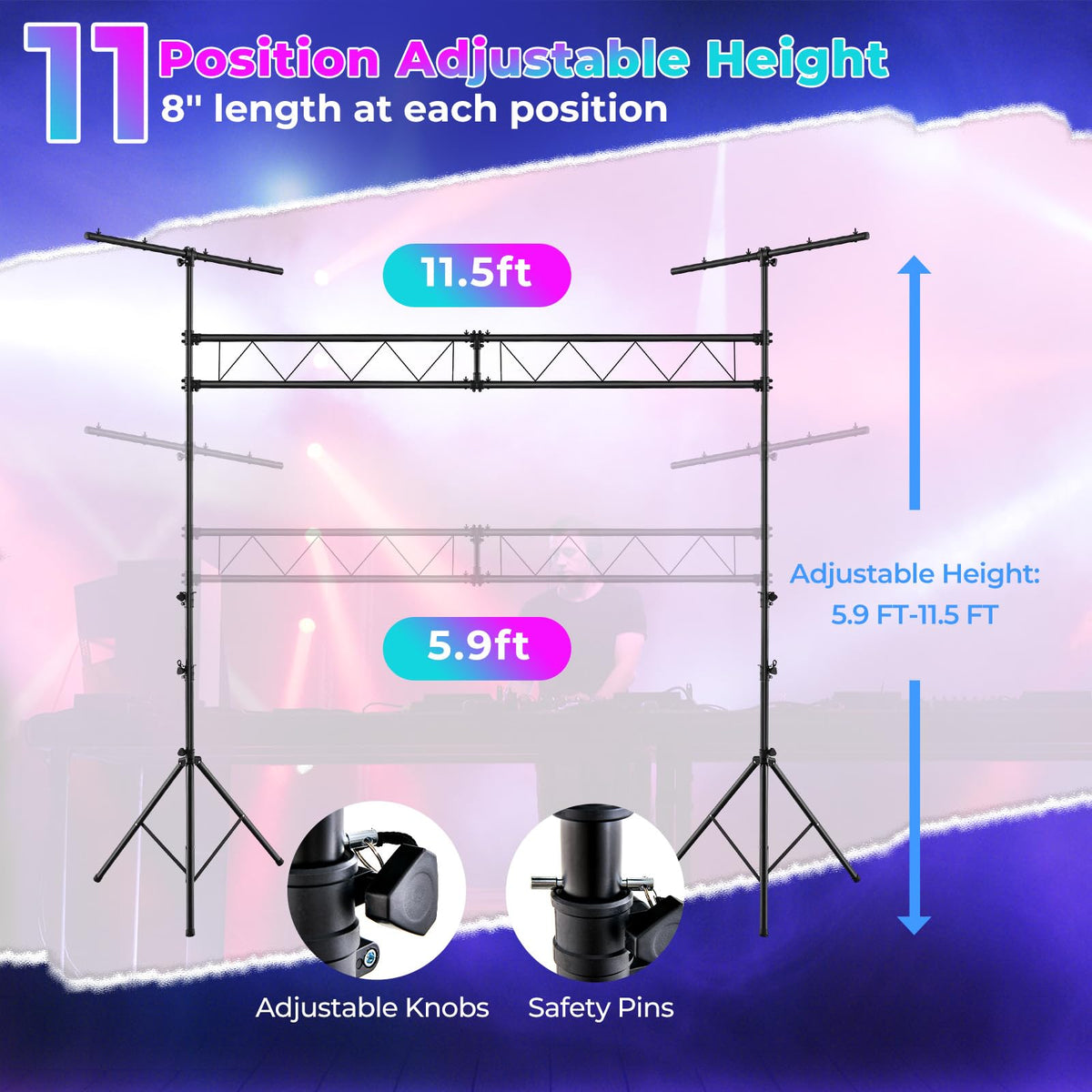 Goflame DJ Light Stand, 14FT Lighting Truss System with 32 Lights Hold 220LBS Capacity