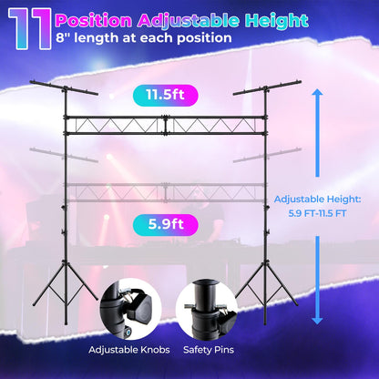 Goflame DJ Light Stand, 14FT Lighting Truss System with 32 Lights Hold 220LBS Capacity