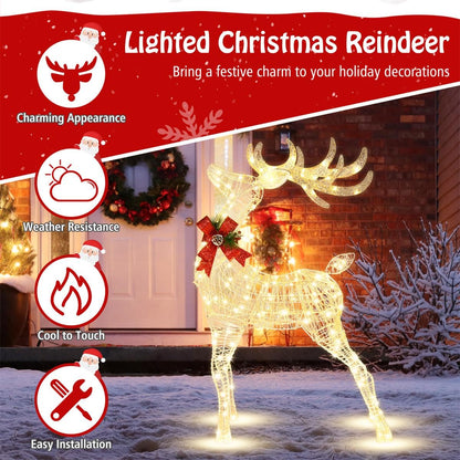 Goflame Lighted Christmas Reindeer | 4.4 FT Pre-Lit Xmas Holiday Decoration