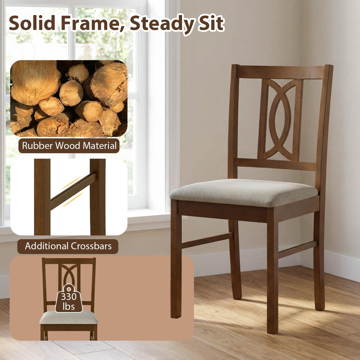 Goflame Dining Chairs Rubber Wood Dining Room Chairs (2/4)